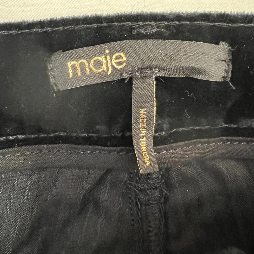 Maje Velvet Black Trousers Pants Jeans 34 XS‎ Grunge Old Money Classic Basic